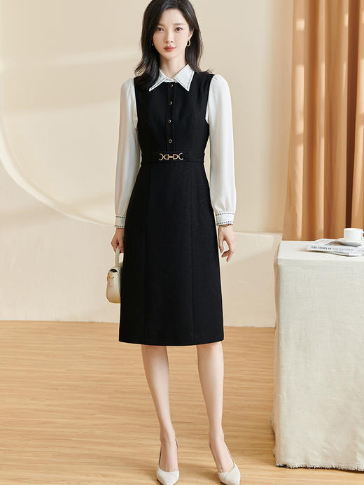 剩S/XXL 米思阳2025春季新款气质法式黑色无袖背心连衣裙遮肉显瘦打底长裙2323 商品图2