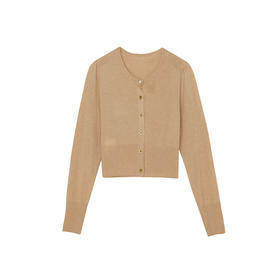 谜底短款针织开衫女2023冬季新品简约时尚百搭针织衫女234MZ1993