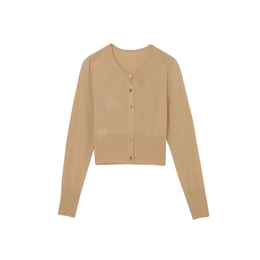 谜底短款针织开衫女2023冬季新品简约时尚百搭针织衫女234MZ1993 商品图0