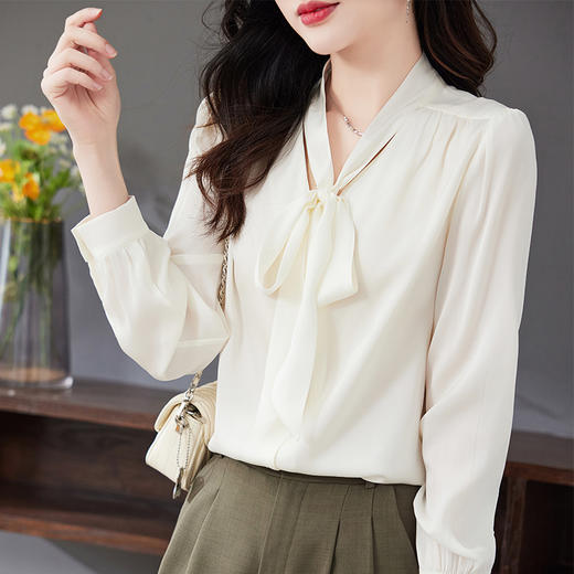 秋装新款，优雅时尚长袖真丝衬衫HR-LQSM9001 商品图3