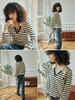OLrain欧芮儿条纹卫衣女初秋2023年新款宽松复古爱心刺绣套头上衣 商品缩略图1