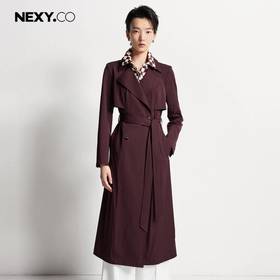 奈蔻风衣暗紫红色