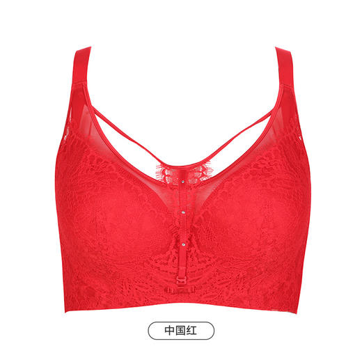 都市丽人完美包容C杯适穿蕾丝内衣超薄款3/4杯常规文胸软钢圈四排扣新年本命年红品YB33S6 商品图5