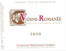 2020 Berthaut-Gerbet, Vosne-Romanee【闪送】（65折）