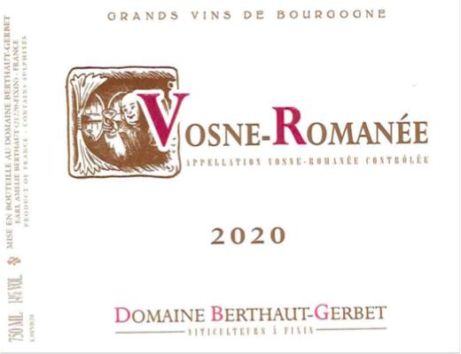 2020 Berthaut-Gerbet, Vosne-Romanee【闪送】（65折） 商品图0