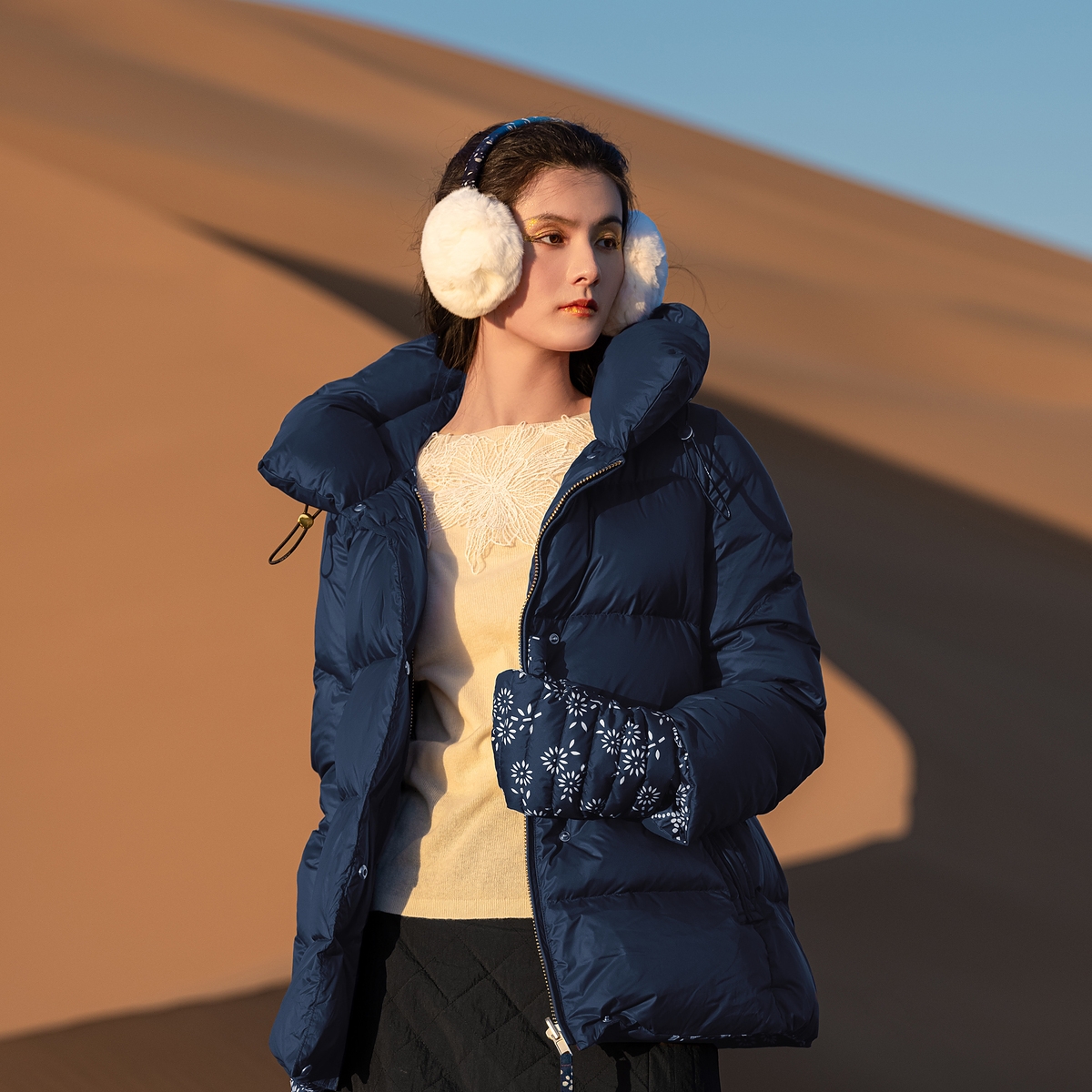 【林栖设计小店】蓝染时尚保暖耳罩2934071