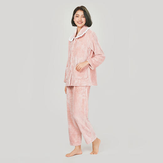都市丽人眯雅佳女士双面法兰绒厚款长袖长裤类家居服套装LH31E9 商品图2