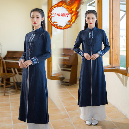 ZFN9107中式唐装复古女装秋冬外套中国风改良版棉麻汉服上衣禅意茶服 商品图2