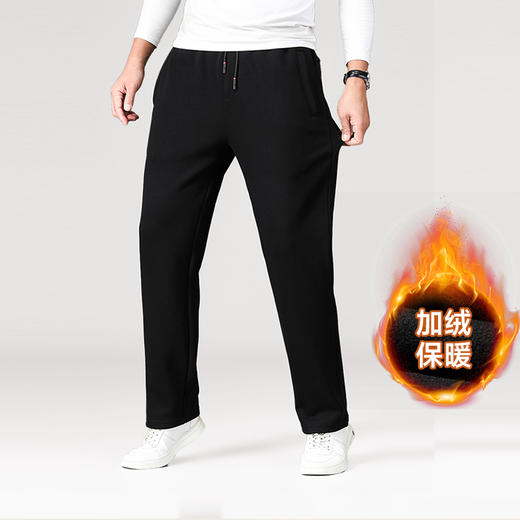 【新款DZP】大依优型大码加绒休闲裤松紧腰直口束口加肥加大宽松舒适运动裤男装加绒裤子长裤 商品图0