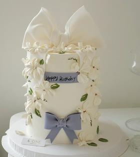 【臻品系列】---半翻糖双层叠高款【小清新蝴蝶结】