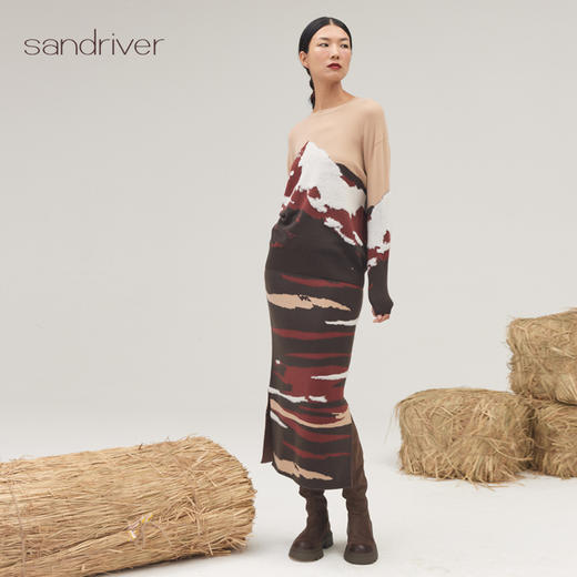 羊绒山峰提花侧开叉半身裙SJF95W294K 商品图3