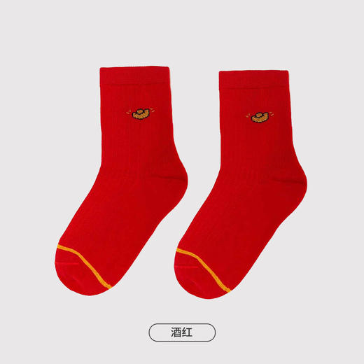 都市丽人眯雅佳休闲系列精梳棉中筒袜中厚款儿童常规袜童袜新年本命年红品JC3DA4 商品图2