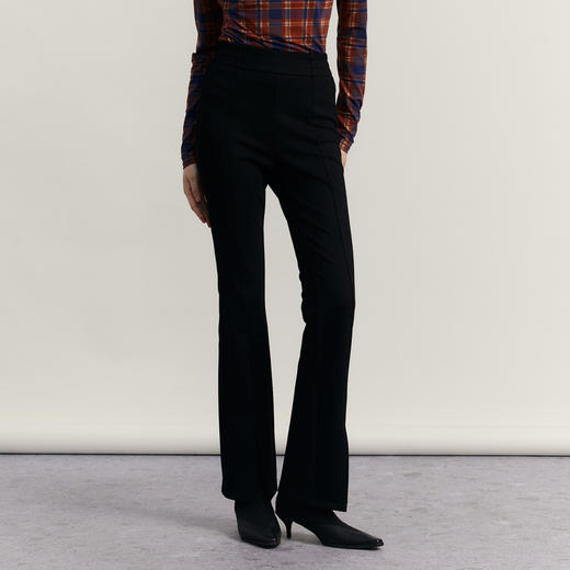 谜底紧身喇叭裤女2023冬新品修身弹力前开叉微喇长裤女234MK1601 商品图0