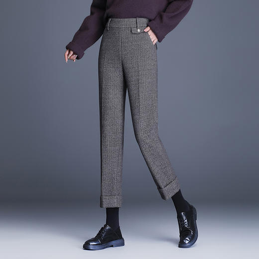 MYX-KDFY-8665-Y羊毛呢靴裤秋冬季新款小脚裤气质优雅女装哈伦裤厚款呢料裤子女 商品图6