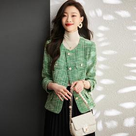 娜璐多 高级感名媛轻奢上衣女娜璐多2022秋冬新款法式小香风外套女粗花呢