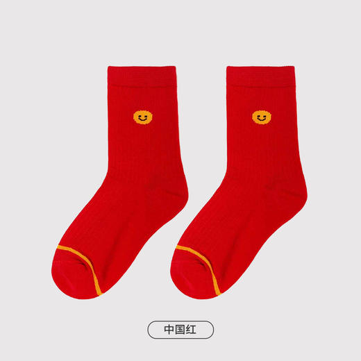 都市丽人眯雅佳休闲系列精梳棉中筒袜中厚款儿童常规袜童袜新年本命年红品JC3DA4 商品图4