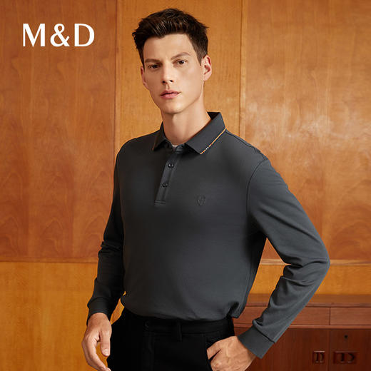 【含桑蚕丝】名盾长袖POLO衫男士秋季商务休闲中青年翻领t恤11591 商品图1