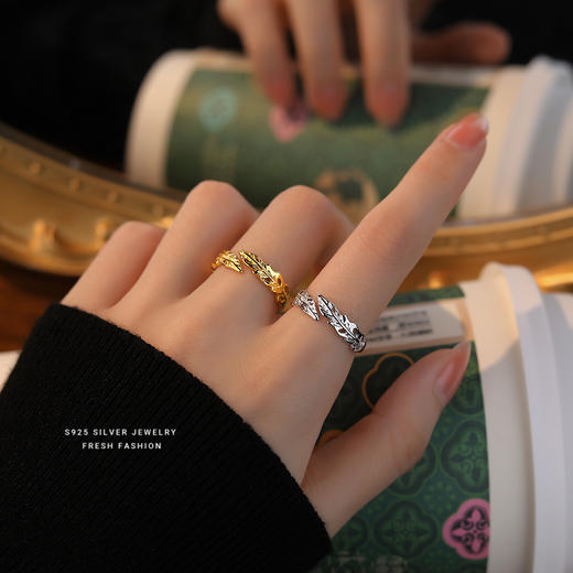 【夏叶】S925银叶子开口戒指【YXS-YK0016】 商品图1