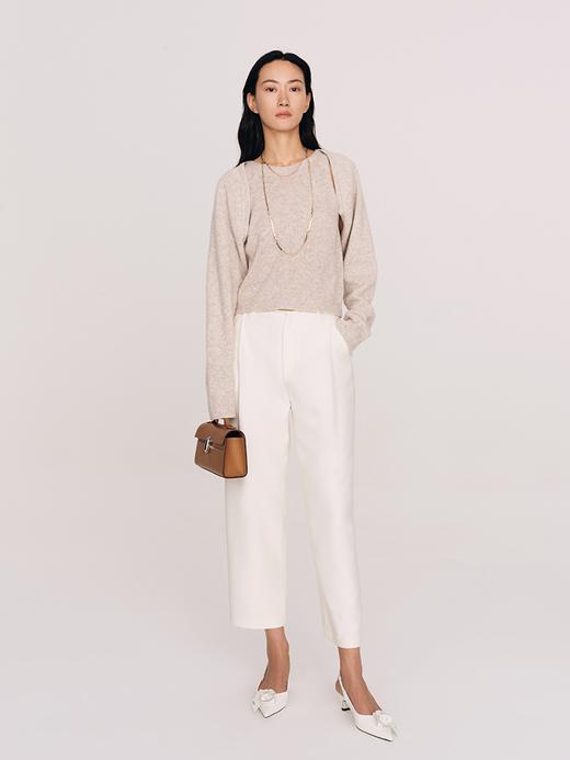 修身不紧身 斜纹褶裥 9分宽松锥形裤FB479423O 商品图1