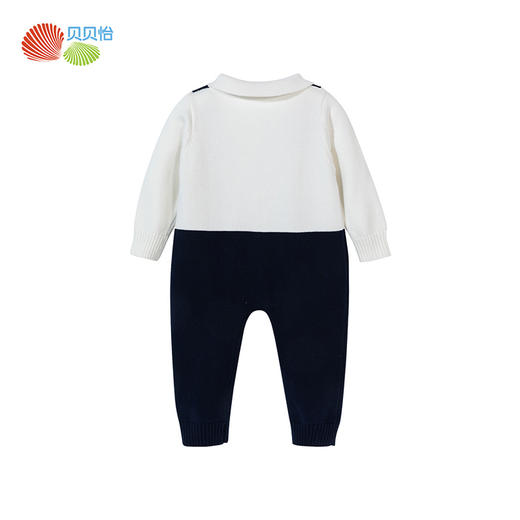 贝贝怡童装春秋款男童假背带拼接设计哈衣宝宝保暖针织连体衣ZB3CL007 商品图4