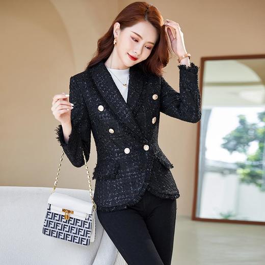 娜璐多 2023秋季新款女装小香风外套简洁干练气质通勤OL白色小西装 商品图3