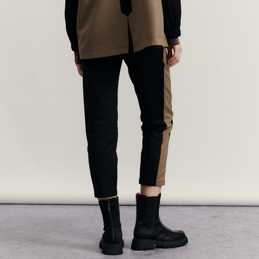 谜底休闲萝卜裤女2023冬季新品百搭宽松拼接格纹九分裤234MK1483 商品图2