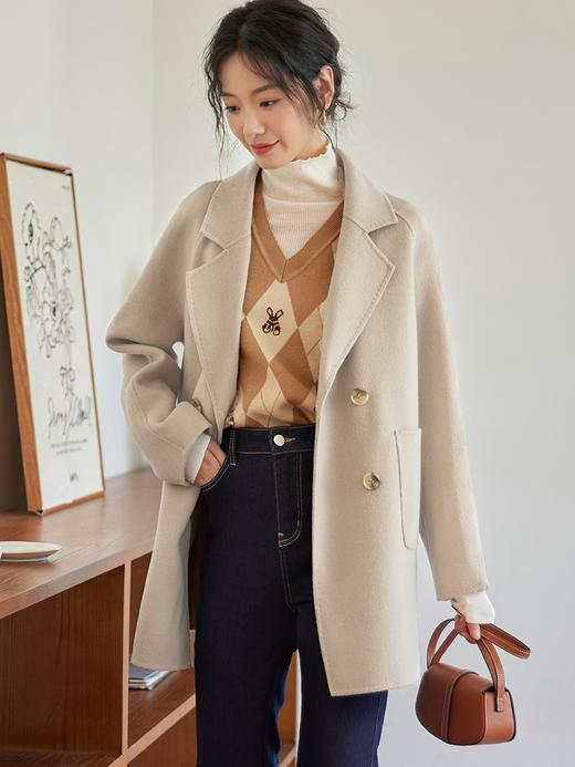 【年终特卖】熙世界全羊毛大衣女秋冬新款中长款西装领羊绒呢子外套美拉德穿搭 商品图2