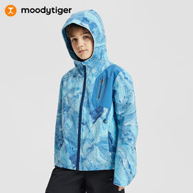 【专属】moodytiger儿童外套23年秋季新款男童防泼水透气连帽户外运动外套 M33110801