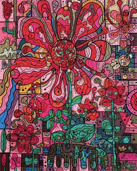 张长江《Red Flowers》版画