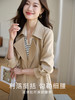 【专属特价】熙世界卡其色风衣外套女2025秋秋新款流行中长款高级感英伦风大衣 商品缩略图2