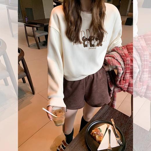 <曾小咸推荐>【可爱抨击】小熊印花短款卫衣 商品图0