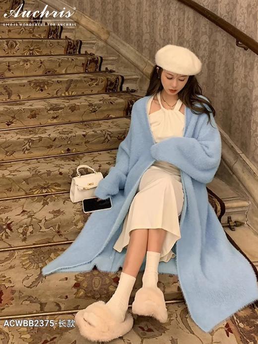 【应季好物】慵懒风中长款过膝仿水貂绒毛衣外套 商品图6