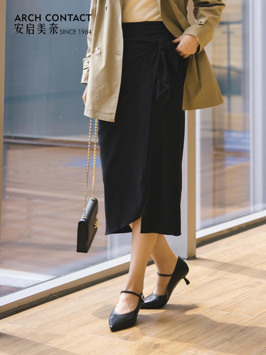 ARCHCONTACT安启美奈浅口优雅知性细带通勤小高跟52839 商品图1