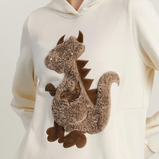 谜底连衣裙长袖2023冬新品复古文艺绣花宽松中长卫衣裙234ML1489 商品图3