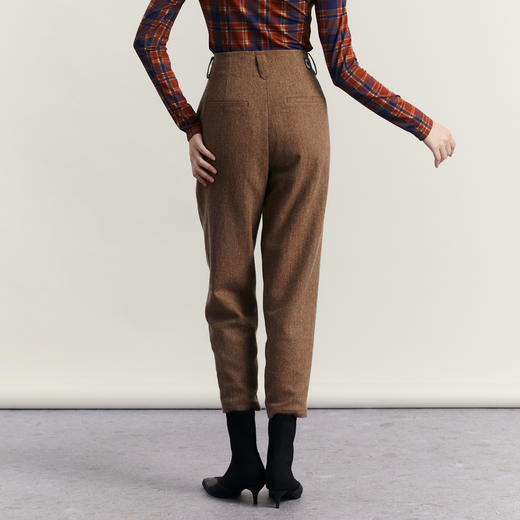 谜底毛呢萝卜裤女士2023冬季新品复古百搭保暖九分裤女234MK1529 商品图2