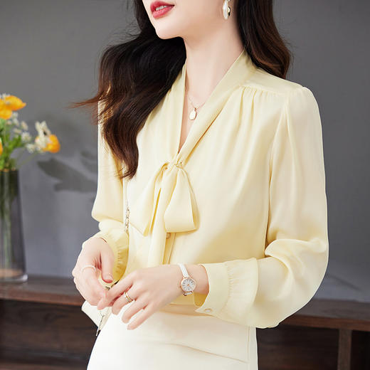 秋装新款，优雅时尚长袖真丝衬衫HR-LQSM9001 商品图0