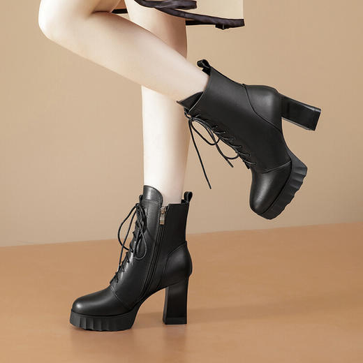 英伦风女款，高跟粗跟短靴SMQ-6311 商品图2