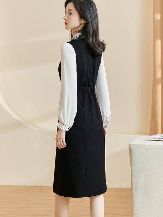剩S/XXL 米思阳2025春季新款气质法式黑色无袖背心连衣裙遮肉显瘦打底长裙2323 商品图1