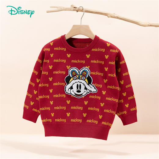 迪士尼童装秋冬款男童米奇长袖毛衣套头针织衫宝宝拜年服233S1860
 商品图12
