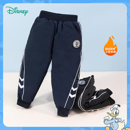迪士尼童装男童冬季新款夹棉长裤中小童时尚休闲松紧束脚裤234K1389
 商品图3