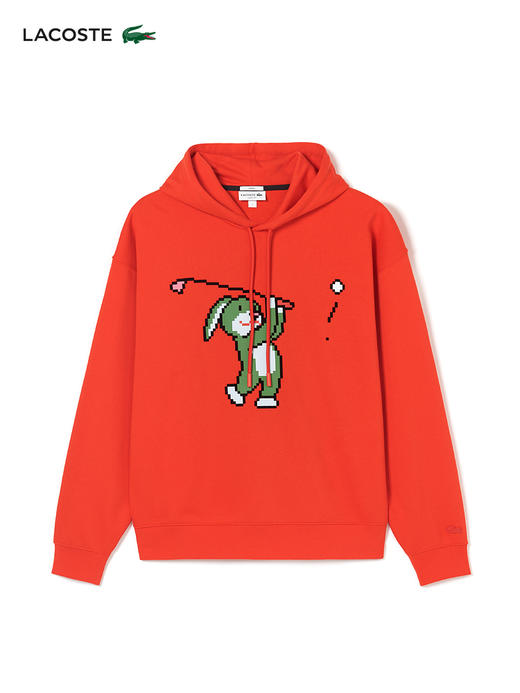【海南专供价】Lacoste法国鳄鱼男女同款新款潮流印花纯棉连帽卫衣SH7983-98 商品图1