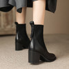 OLD-111英伦秋冬复古圆头毛线筒显瘦袜子靴女粗跟弹力短靴休闲黑色靴 商品缩略图2