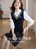 【开门红】熙世界学院风撞色V领徽章衬衫领长袖假两件连衣裙女2024秋季新款 商品缩略图1