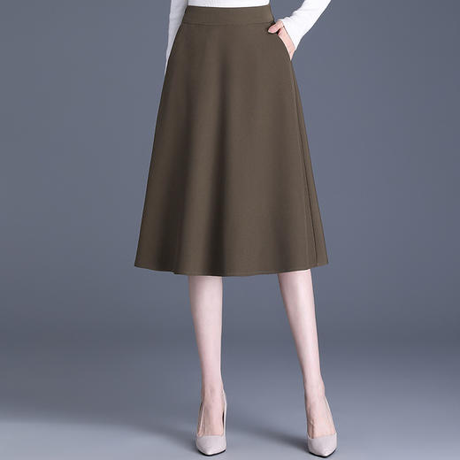MYX-JYM-1228-L秋款中长款简约修身时尚A字裙松紧腰气质半身裙通勤高腰裙 商品图1
