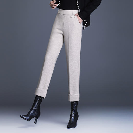 MYX-KDFY-8665-Y羊毛呢靴裤秋冬季新款小脚裤气质优雅女装哈伦裤厚款呢料裤子女 商品图5