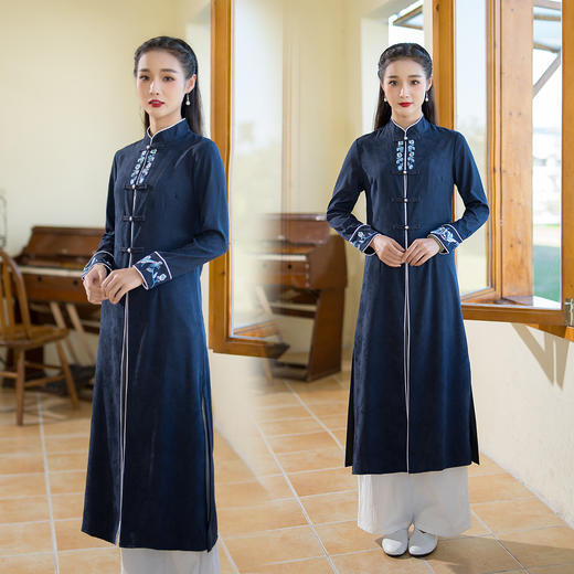 ZFN9107中式唐装复古女装秋冬外套中国风改良版棉麻汉服上衣禅意茶服 商品图4