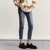 谜底磨毛保暖牛仔裤女2023冬款复古百搭紧身铅笔九分裤234MK1596 商品缩略图1