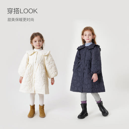 马克珍妮秋冬新款 女童花边翻领连衣裙 儿童长款外套231217 商品图2