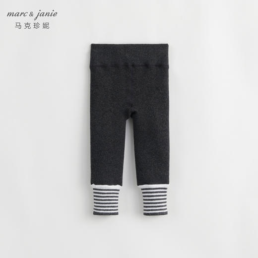 【加绒保暖】马克珍妮冬装新款 女童黑白条纹弹力打底裤 232091 商品图1