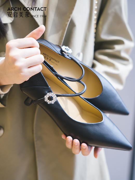 ARCHCONTACT安启美奈浅口优雅知性细带通勤小高跟52839 商品图3